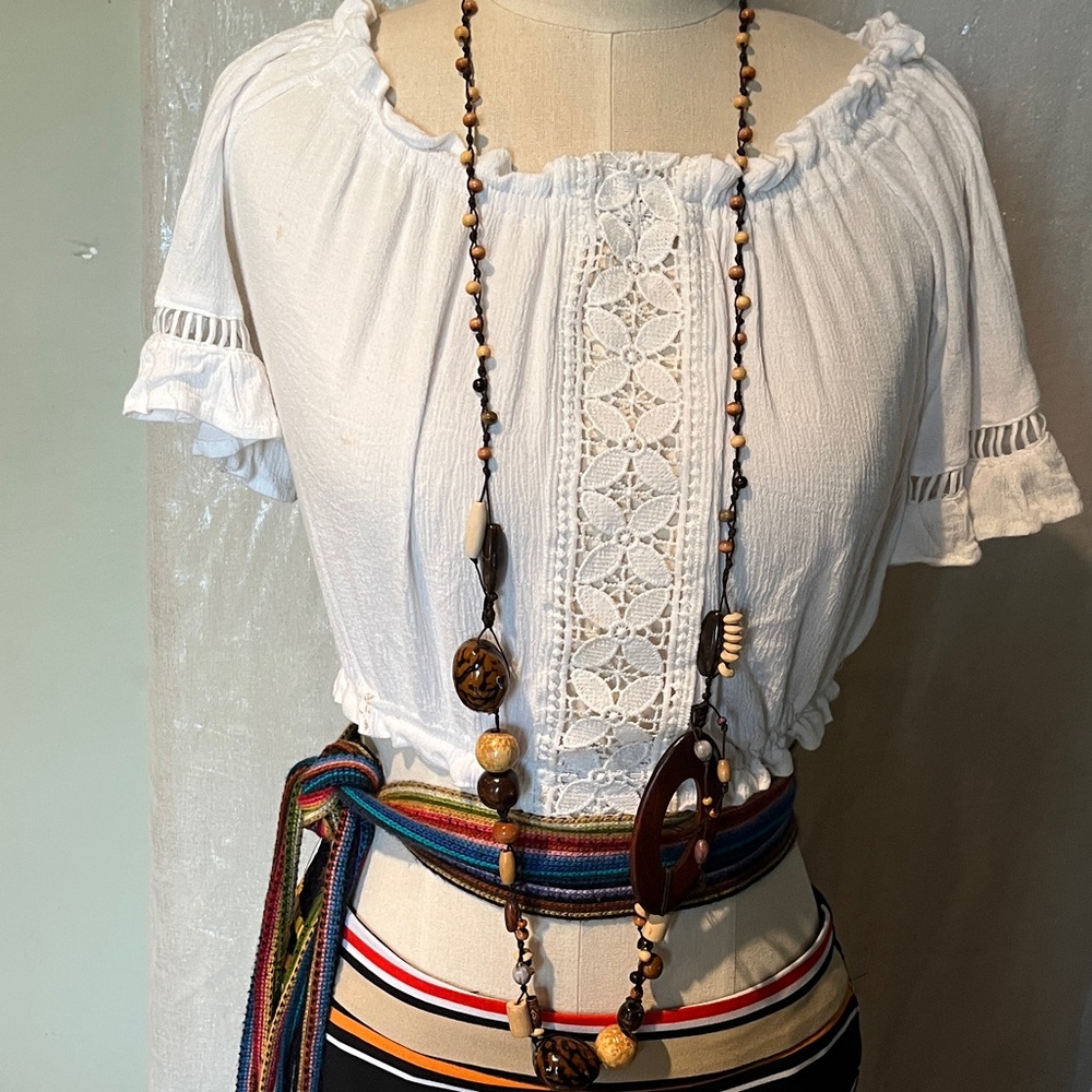Seeds Wood Coconut necklace. Boho .